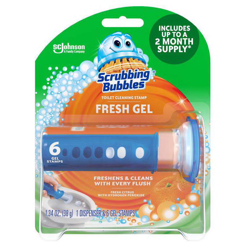 Scrubbing Bubbles进口代理批发 擦洗气泡71380柑橘香气连续厕所清洁系统1.34盎司凝胶