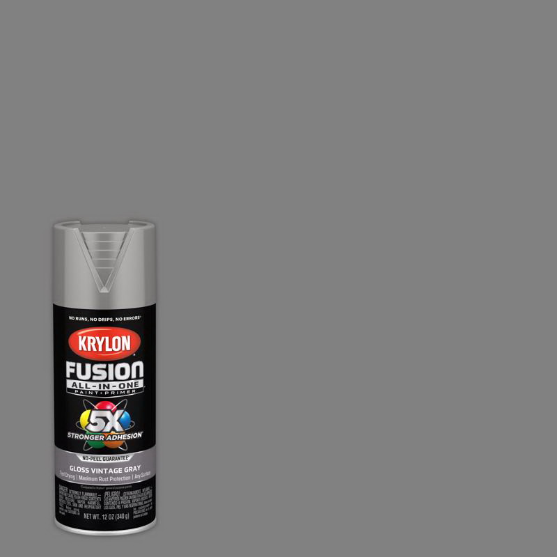 Krylon进口代理批发 Krylon K02726007融合多合一的光泽复古灰色油漆+底漆喷漆12盎司