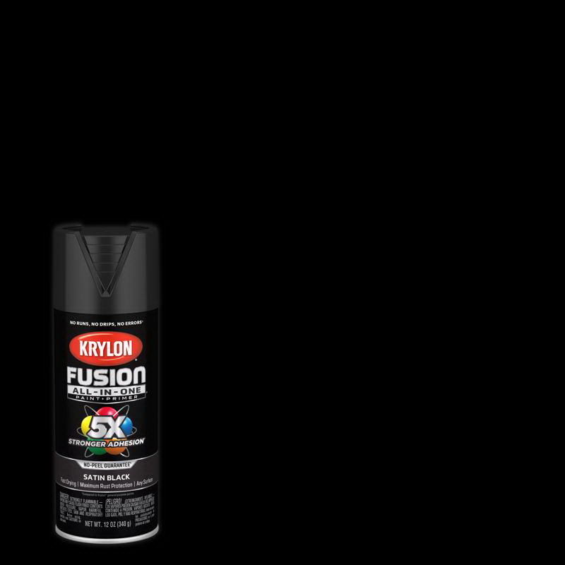 Krylon进口代理批发 Krylon K02732007融合多合一的缎面黑色油漆+底漆喷漆12盎司