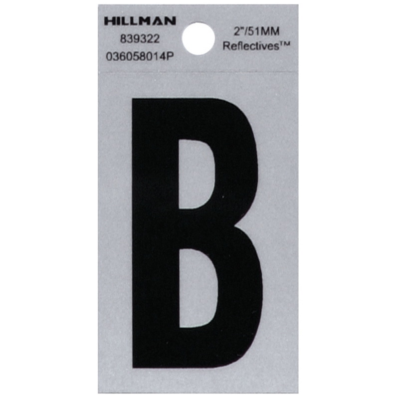 Hillman进口代理批发 希尔曼839322 2英寸反射黑色乙烯基自粘字母b 1 pc