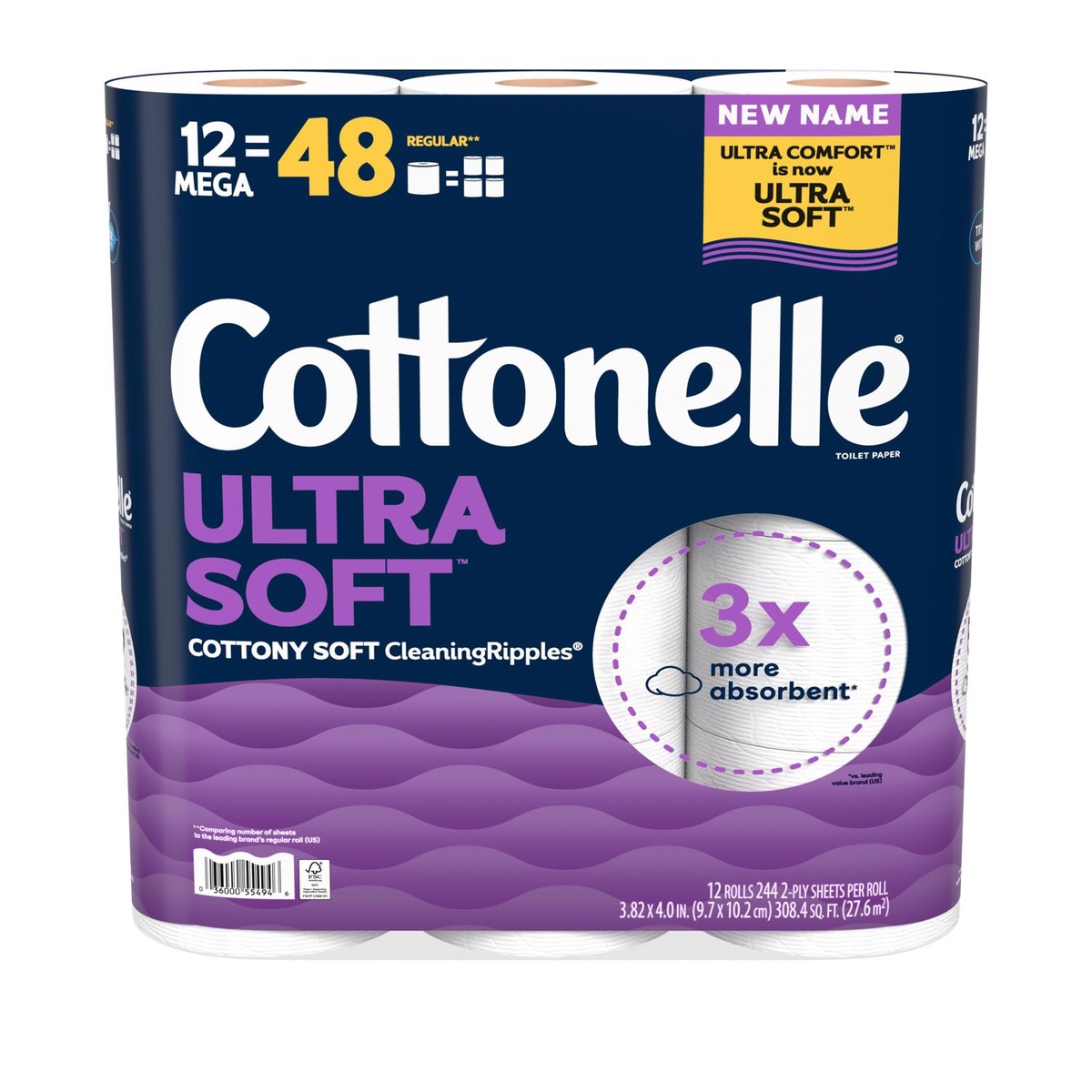 Cottonelle Ultra ComfortCare 超柔舒适卫生纸 12卷装 244张/卷 4英寸宽