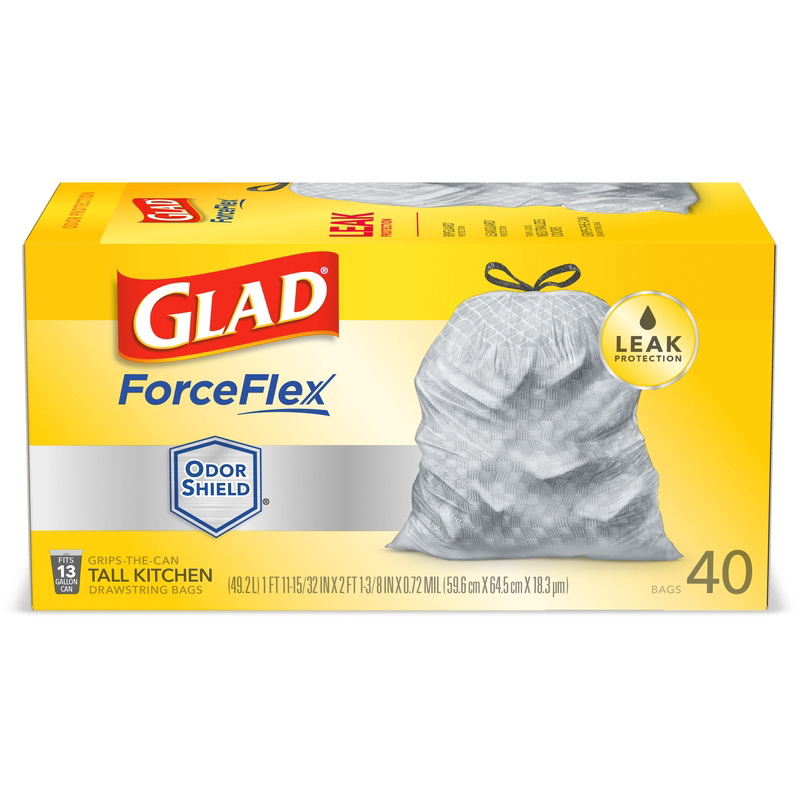 Glad佳能 ForceFlex系列 13加仑无香高厨房垃圾袋 抽绳收口 40只装