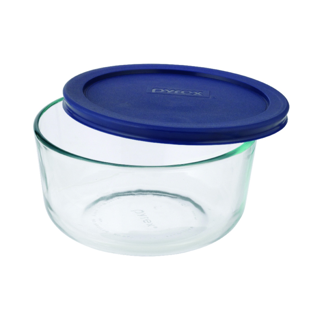 Pyrex 6017398 6英寸圆形玻璃保鲜盒带盖 蓝色/透明 耐热食品级