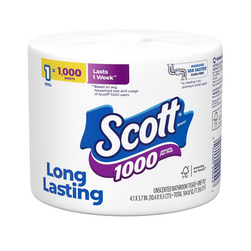 Scott进口代理批发 斯科特39327卫生纸1卷1000板104.8平方英尺