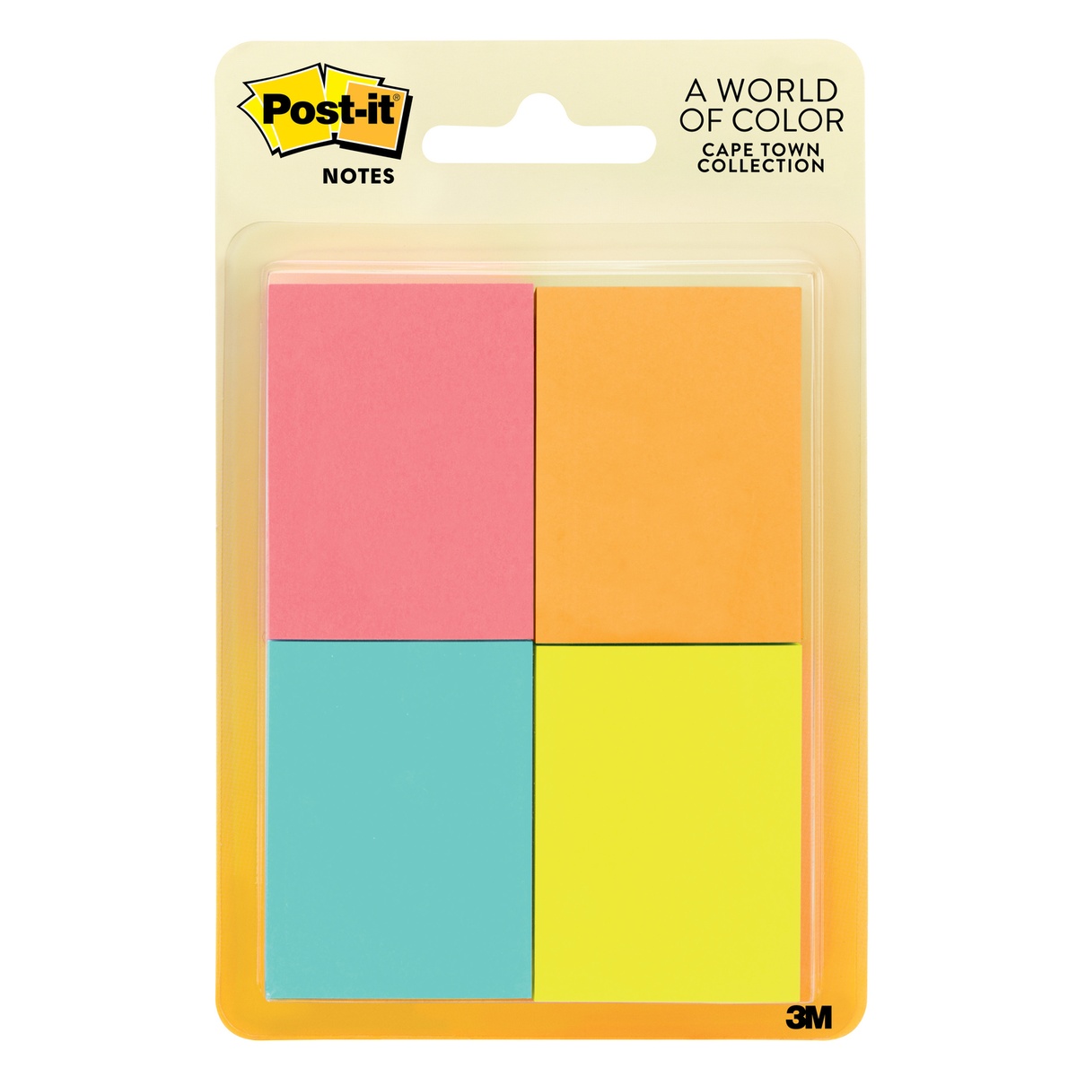 Post-it报事贴 653-4AF 彩色便利贴 1.5x2英寸 4本装 自粘便条纸 多色可选