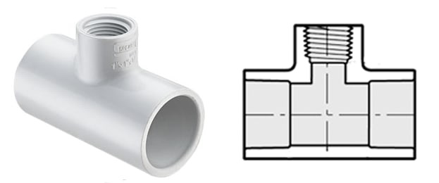 酷牌库|商品详情-PVC Fittings进口代理批发 PVC 配件 402210 Sch. 40 PVC 三通 1-1/2 英寸 x 1-1/2 英寸 x 3/4 英寸 卡瓦 x 卡瓦 x FPT