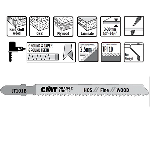 CMT进口代理批发 CMT JT101B 25 曲线锯条 4 英寸 10TPI 木材 HCS 25/包