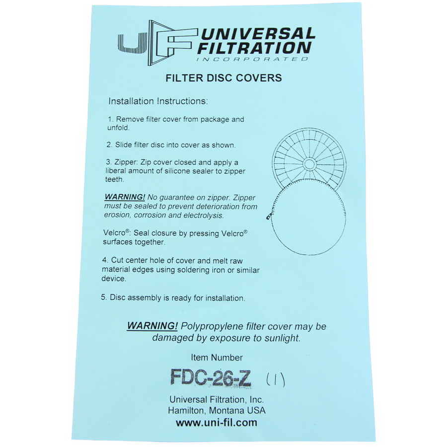 酷牌库|商品详情-Universal Filtration进口代理批发 通用过滤 FDC-26-Z 过滤盘盖，通用过滤，直径 26 英寸，带拉链