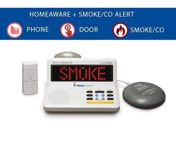 Sonic Alert进口代理批发 HomeAware 入门套件 +（带有内置烟雾/一氧化碳监听器、门铃和摇床器）