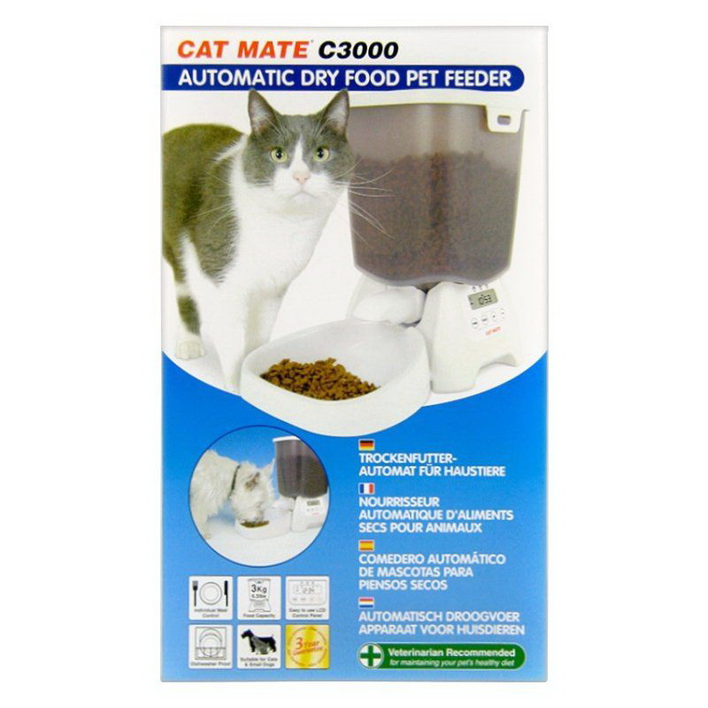 Cat Mate进口代理批发 Cat Mate 自动干宠物食品喂食器，喂食程序 3 次/天，C3000