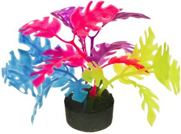 Blue Ribbon Pet进口代理批发 蓝丝带 Colorburst 花卉多色 Philo Leaf 水族馆装饰，1.25 英寸长 x 1.25 英寸宽 x 3.25 英寸高，CB2112