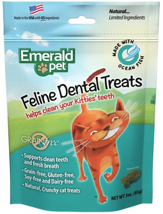 Emerald Pet进口代理批发 Emerald 宠物猫科动物牙科零食海洋鱼味，3 盎司，00404-CO