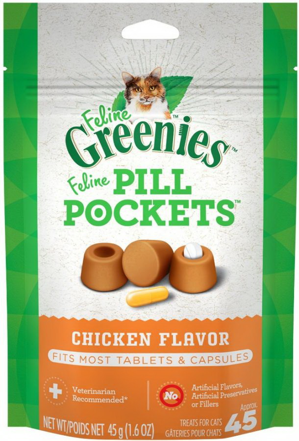 Greenies进口代理批发 Greenies Pill Pockets 鸡肉味猫零食，1.6 盎司，3021411