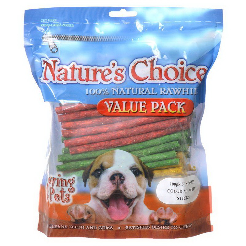 Loving Pets进口代理批发 Loving Pets Nature's Choice 生皮 Munchy 棒超值装，100 包（5 英寸什锦 Munchy 棒），4965