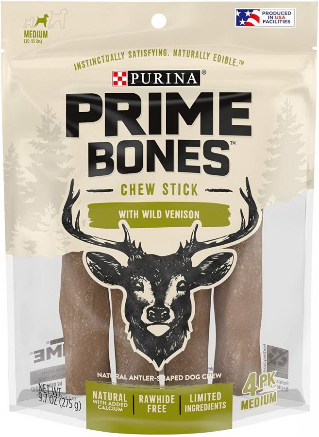 Purina进口代理批发 Purina Prime Bones 野鹿味狗咬胶，中号，9.7 盎司，18585