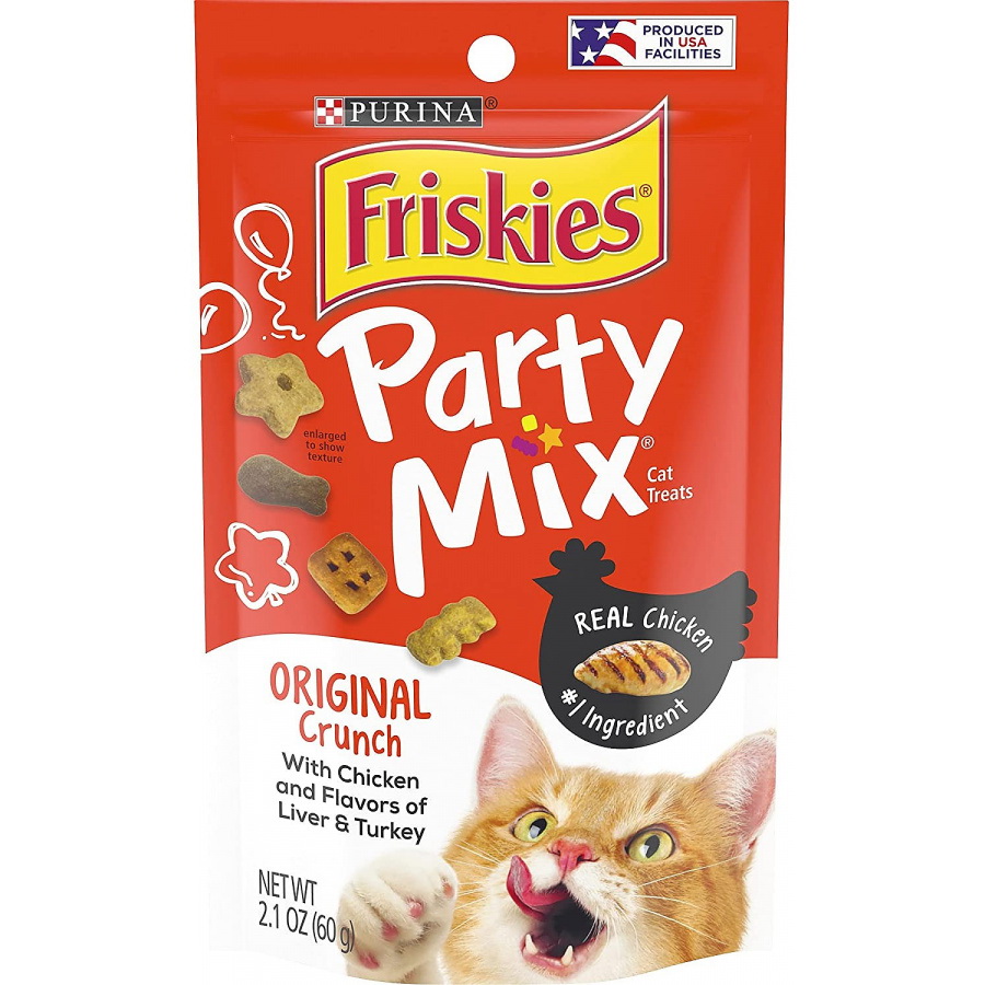 Friskies进口代理批发 Friskies Party Mix 原创松脆猫零食，2.1 盎司，NPU23902