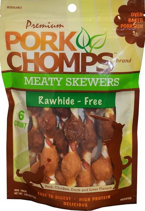 Scott Pet进口代理批发 Pork Chomps Premium Nutri Chomps 肉串，6 根，DT884V