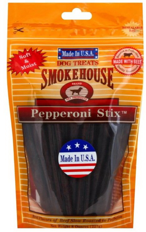 Smokehouse进口代理批发 Smokehouse 意大利辣香肠 Stix 狗零食 8 英寸，8 盎司，85811