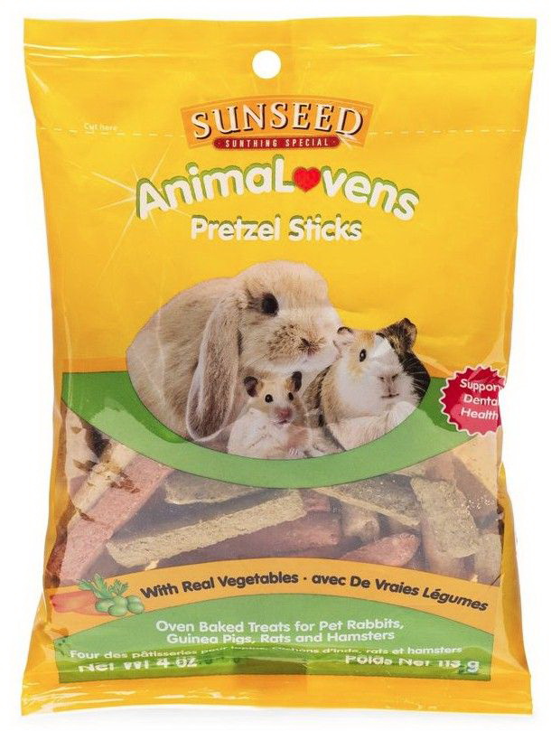 Sunseed进口代理批发 Sunseed AnimaLovens 小动物椒盐卷饼棒，4 盎司，34803