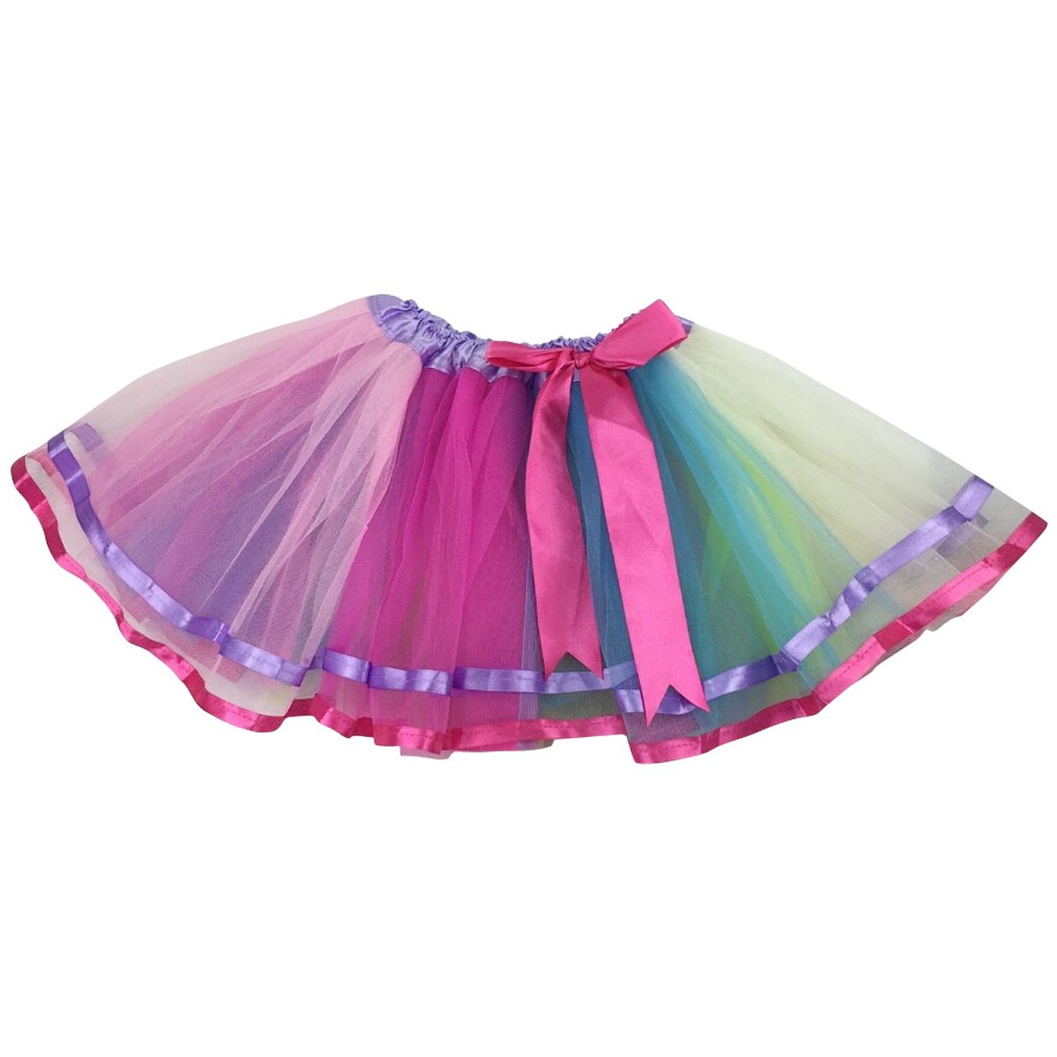 TopTie Girls Layered Rainbow Tutu Skirt Dance Dress Ruffle Tiered Clubwear
