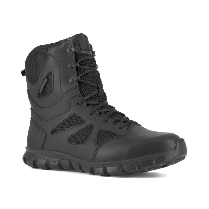 Reebok进口代理批发 Reebok Sublite Cushion Tactical 8 英寸防水靴带软头 - 黑色