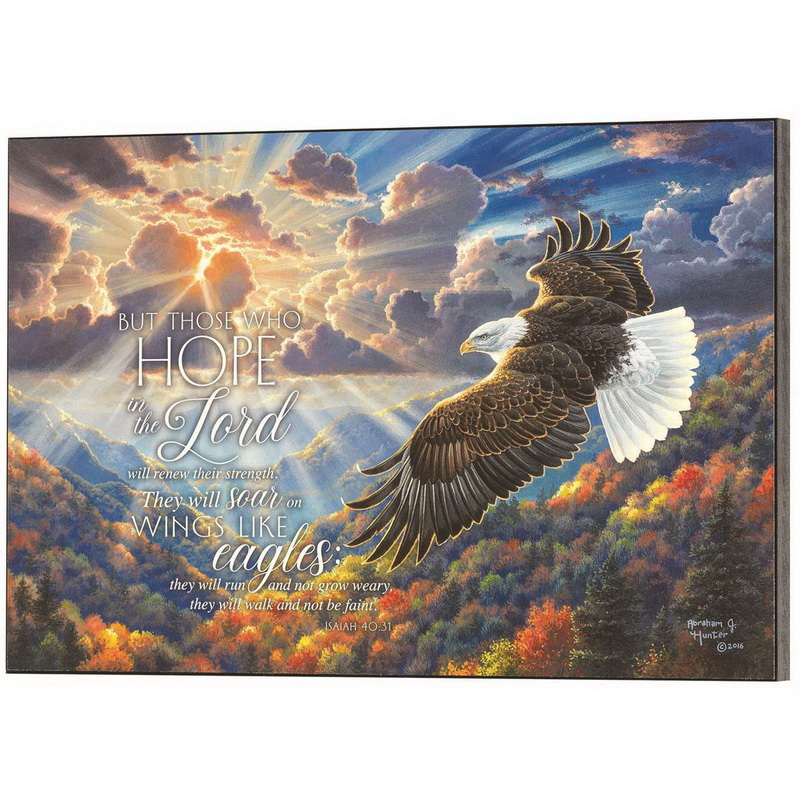 PLK610-2016  Wall Plaque Eagle Isaiah 40:31 MDF 6x10