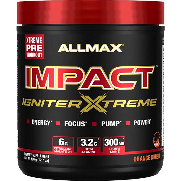 ALLMAX进口代理批发 Impact Igniter Xtreme：高刺激前锻炼橙色Krush