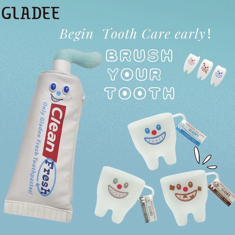 酷牌库|商品详情-进口货源代理批发 GLADEE日本GLADEE Tooth牙齿系列牙膏笔袋皮革收纳包牙杯原创礼物