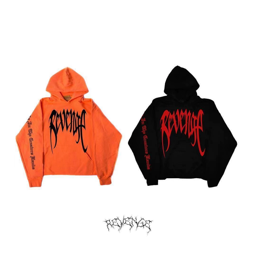 酷牌库|商品详情-进口货源代理批发 Revenge XXXTentacion Red Bred Kill Hoodie 黑红手印帽衫卫衣