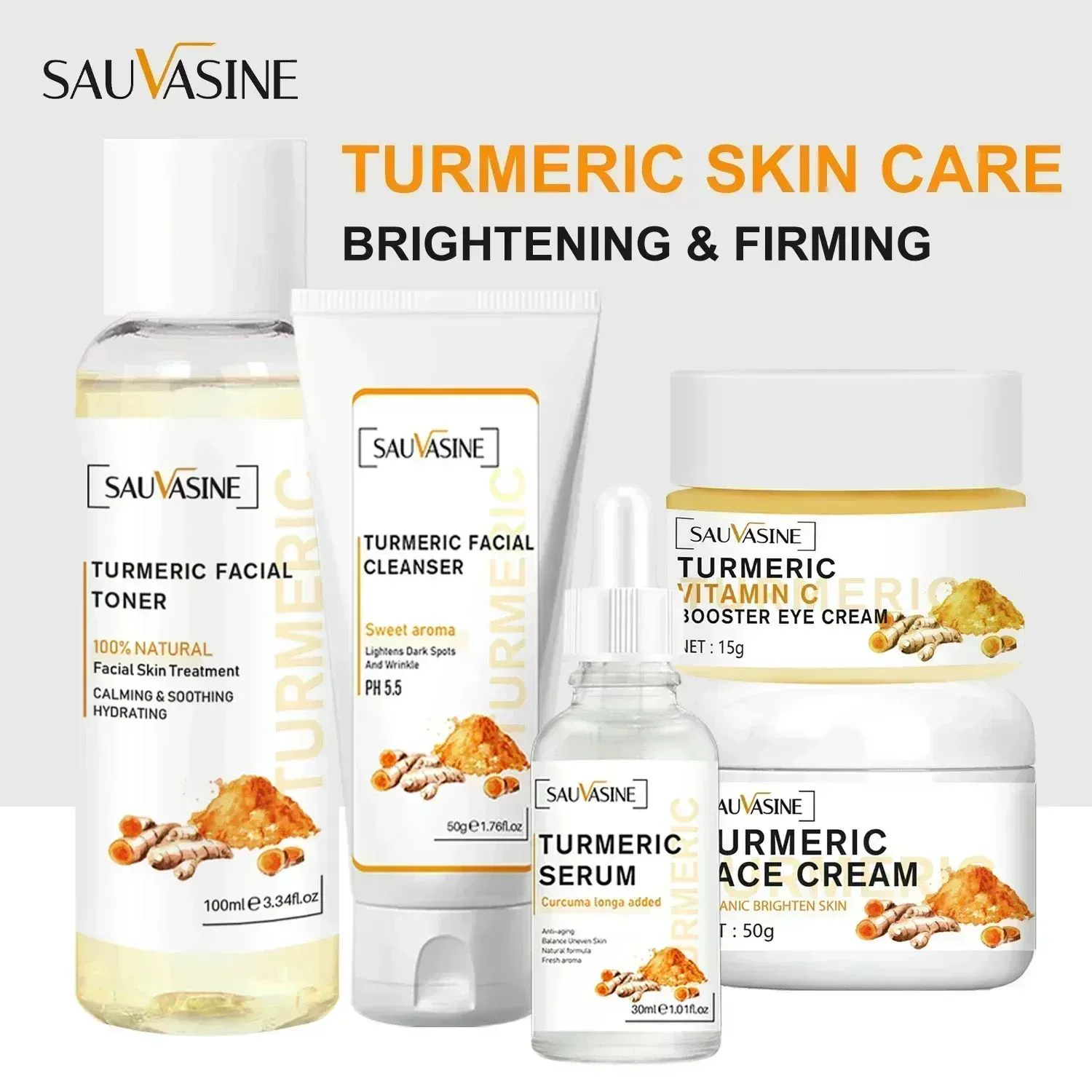 酷牌库|商品详情-进口货源代理批发 Turmeric Face Skin Care Set Facial Products Kits Anti Acne L