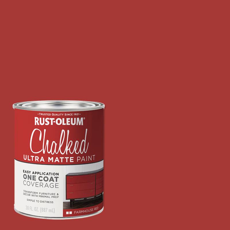 RUST-OLEUM进口代理批发 Rust-Oleum Chalked 超哑光农舍红色水性丙烯酸粉笔涂料 30 盎司