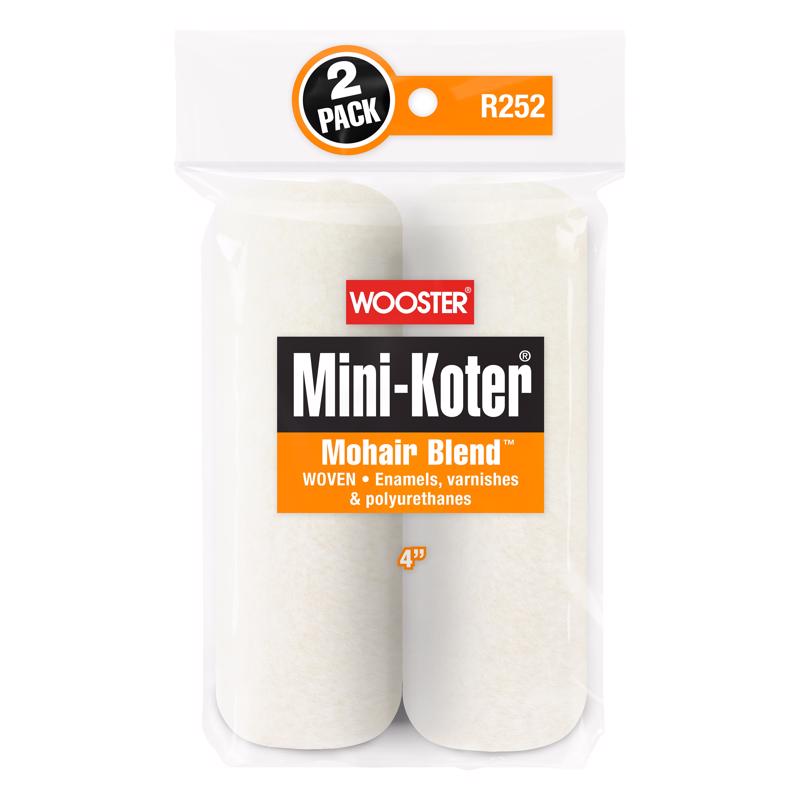 WOOSTER进口代理批发 Wooster Mini-Koter 马海毛混纺 4 英寸 WX 1/4 英寸迷你油漆滚筒盖 2 个装