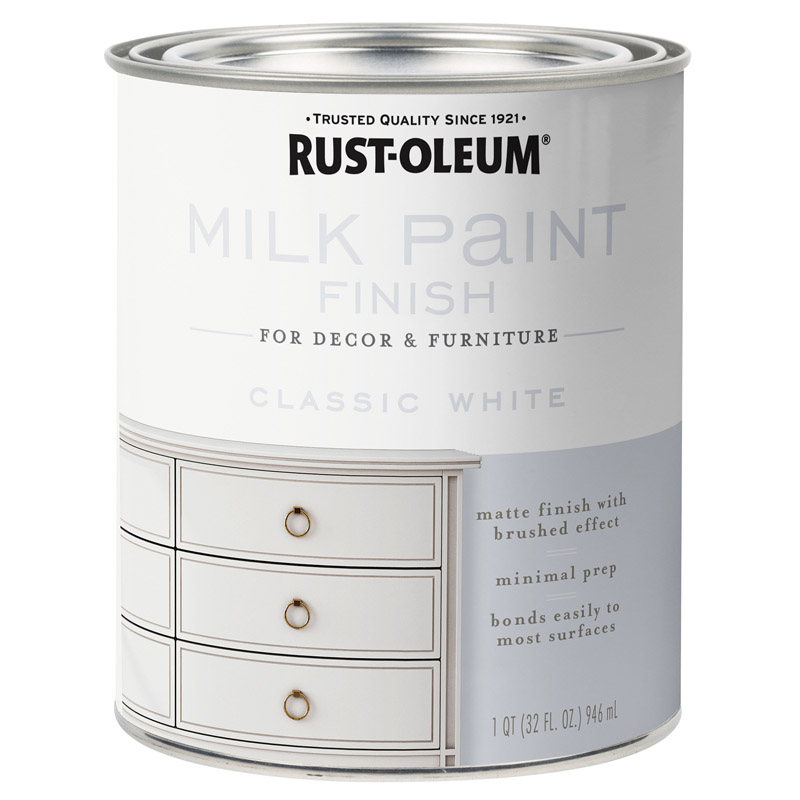 RUST-OLEUM进口代理批发 Rust-Oleum 哑光经典白色水性丙烯酸牛奶涂料 1 夸脱