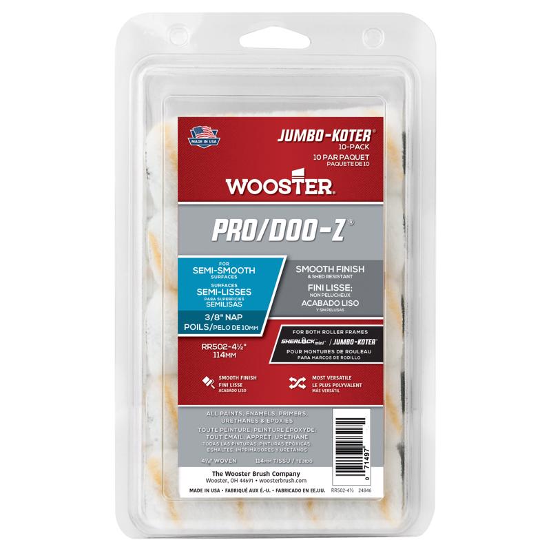 酷牌库|商品详情-WOOSTER进口代理批发 Wooster Pro-Doo Z Fabric 4.5 英寸 WX 3/8 英寸巨型油漆滚筒盖 10 个/包