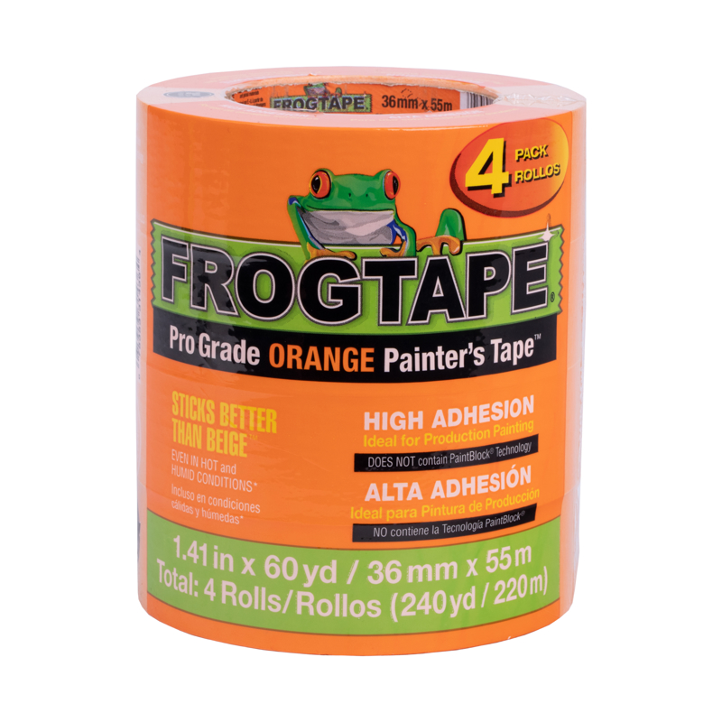 酷牌库|商品详情-FROGTAPE进口代理批发 FrogTape Pro Grade 1.41 WX 60 yd L 橙色高强度画家胶带 4 包