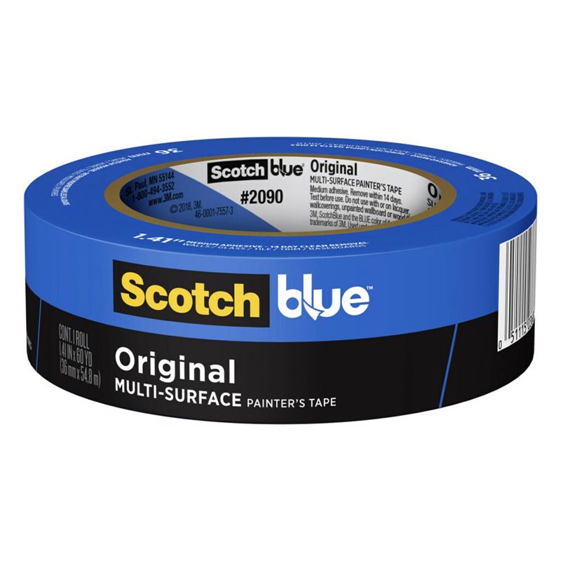 SCOTCHBLUE进口代理批发 ScotchBlue 1.41 英寸 WX 60 码长蓝色中等强度原装画家胶带 1 包