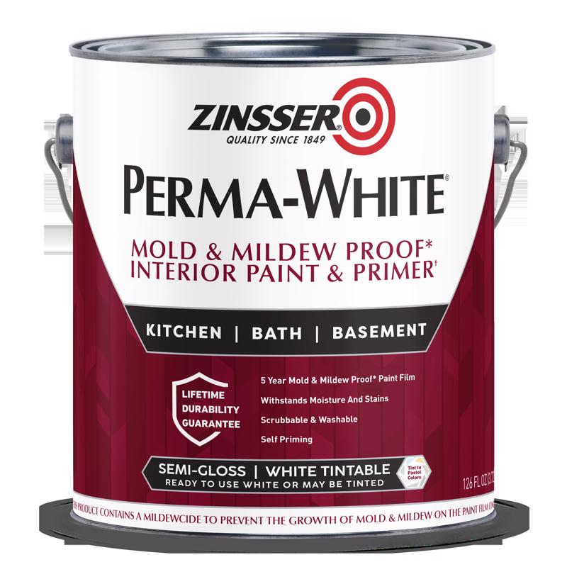 酷牌库|商品详情-ZINSSER进口代理批发 Zinsser Perma-White 半光白色水性防霉室内涂料 1 加仑