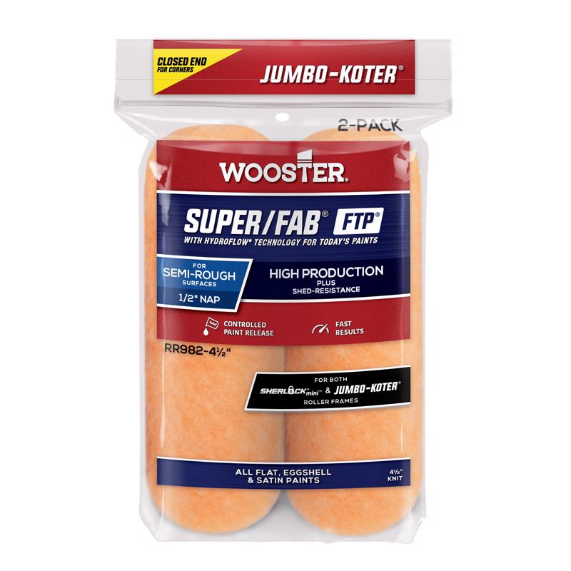 WOOSTER进口代理批发 Wooster Super/Fab FTP 针织 4 1/2 英寸 WX 1/2 英寸 巨型油漆滚筒盖 2 个装