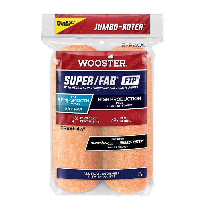 酷牌库|商品详情-WOOSTER进口代理批发 Wooster Super/Fab FTP 针织 4 1/2 英寸 WX 3/8 英寸巨型油漆滚筒盖 2 个装