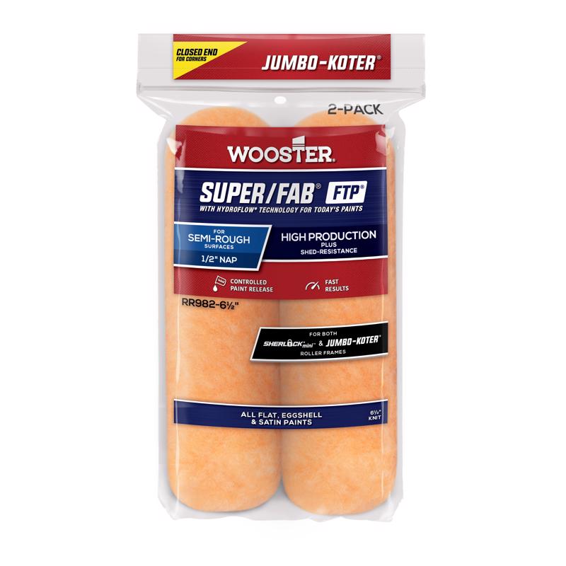 WOOSTER进口代理批发 Wooster Super/Fab FTP 针织 6 1/2 英寸 WX 1/2 英寸 巨型油漆滚筒盖 2 个装