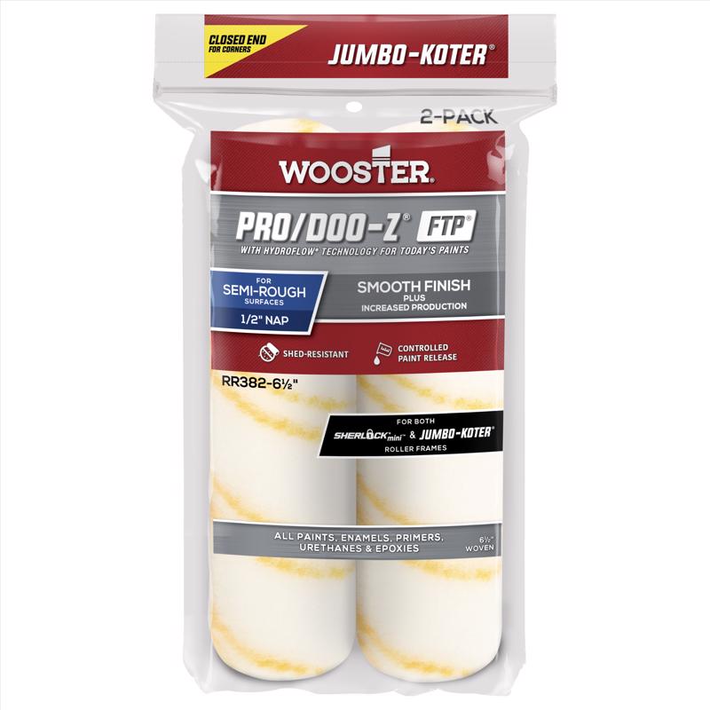 WOOSTER进口代理批发 Wooster Pro/Doo-Z 编织 6.5 英寸 WX 1/2 英寸巨型油漆滚筒盖 2 个装