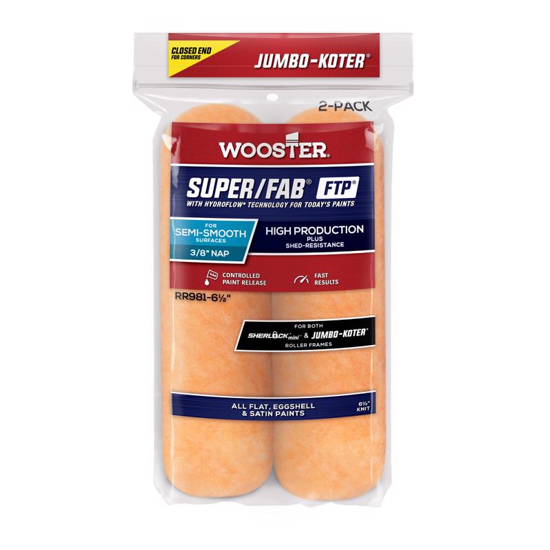 WOOSTER进口代理批发 Wooster Super/Fab FTP 针织 6.5 英寸 WX 3/8 英寸巨型油漆滚筒盖 2 个装