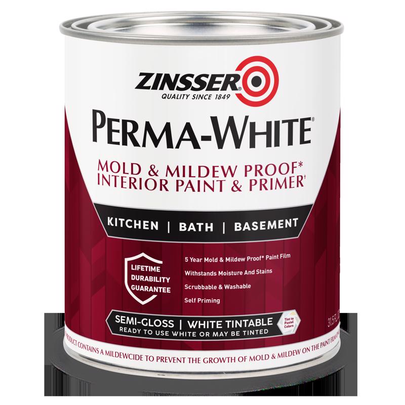 酷牌库|商品详情-ZINSSER进口代理批发 Zinsser Perma-White 半光白色水性防霉涂料内饰 1 夸脱