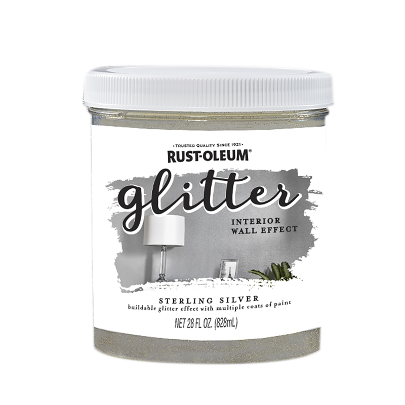 RUST-OLEUM进口代理批发 Rust-Oleum Glitter 纯银水性闪光涂料室内 28 盎司