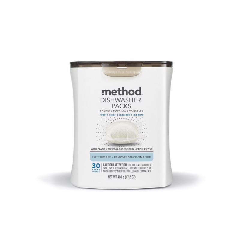 METHOD进口代理批发 Method Free & Clear Scent Pods 洗碗机清洁剂 17.2 盎司 30 包