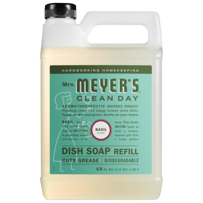 MRS. MEYER'S进口代理批发 Mrs. Meyer's Clean Day 罗勒香味液体洗碗皂补充装 48 盎司 1 包