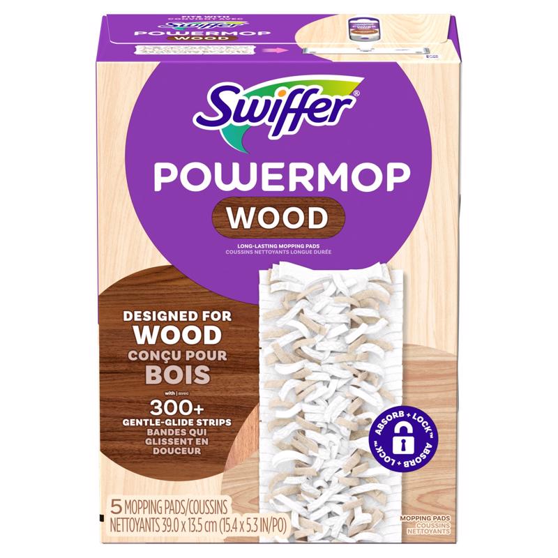 SWIFFER进口代理批发 Swiffer Power Mop 15.4 英寸干湿两用超细纤维拖把补充装 5 件装