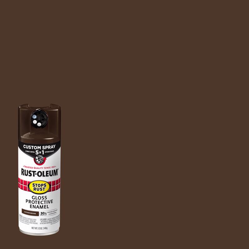 酷牌库|商品详情-RUST-OLEUM进口代理批发 Rust-Oleum Stops Rust 定制喷雾 5 合 1 光泽皮革棕色喷漆 12 盎司