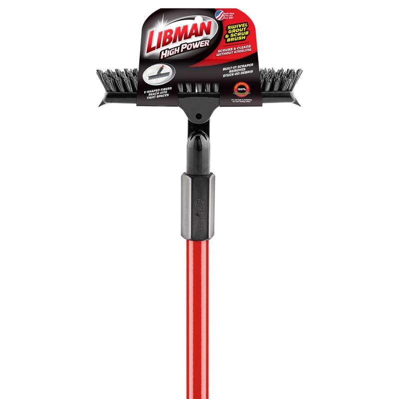 酷牌库|商品详情-LIBMAN进口代理批发 Libman 10 英寸宽硬毛 60 英寸钢柄旋转灌浆刷和磨砂刷