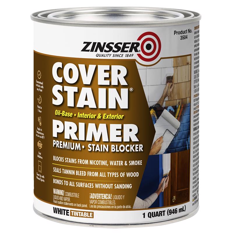 ZINSSER进口代理批发 Zinsser Cover Stain 白色油基醇酸底漆和密封剂 1 夸脱